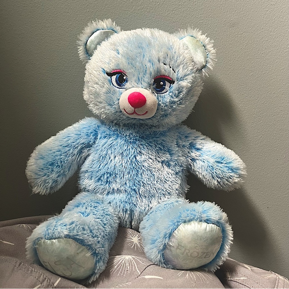 Build-A-Bear Workshop Elsa Disney Frozen Blue Plush Toy Teddy Bear 16” Sparkly